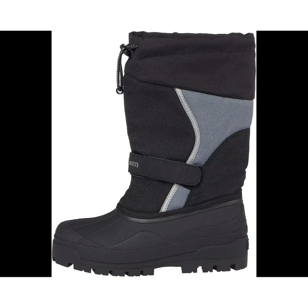 L.L. Bean Kid's Northwoods Snow Boots 12 Black Gray Waterproof Removable Liners